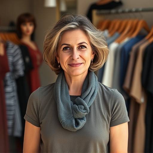 Ritratto di Maria Rossi, proprietaria di un negozio di abbigliamento